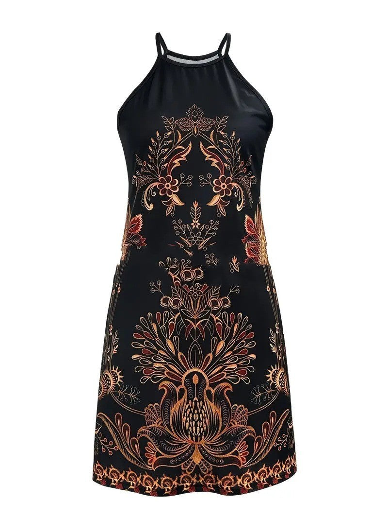 Women's Open-arm Ethnic Printed Breathable Dress - BabynBeauty