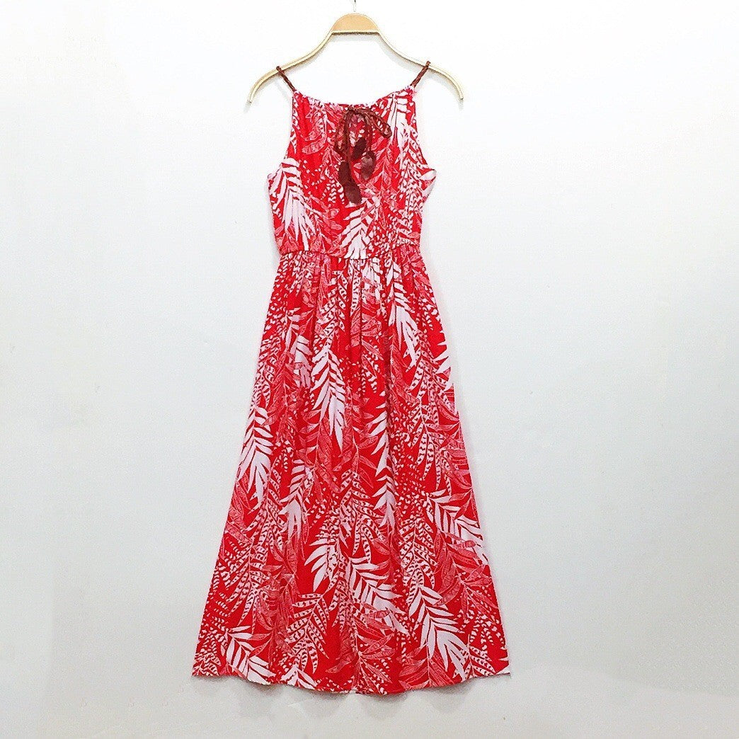 Ethnic Style Dress Women's Cotton Silk Belt Beach Dress With Suspenders