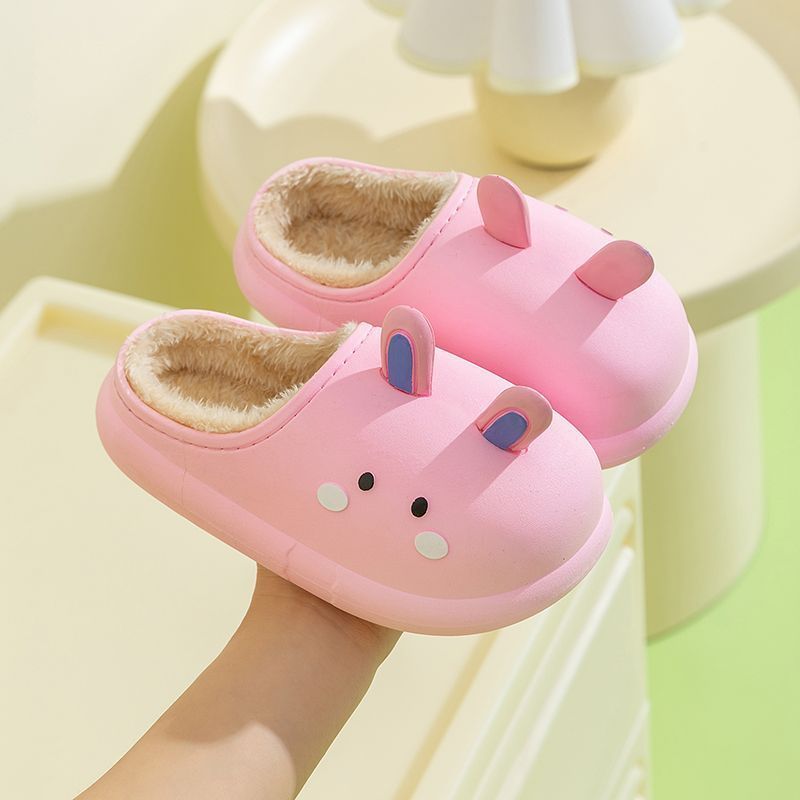 Children's Winter Fleece Lined Thermal Soft Bottom Waterproof Non Slip Outdoor Cotton Slippers - BabynBeauty