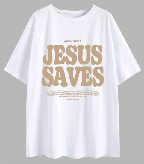 Personalized Fashion Letters Printed Cotton Short-sleeved T-shirt
