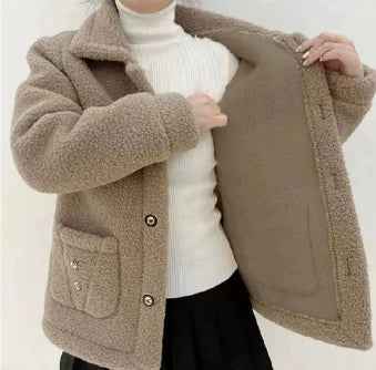Fleece-lined Thickened Faux Cashmere Mother's Wear Autumn And Winter Mid-length Coat Warm Coat