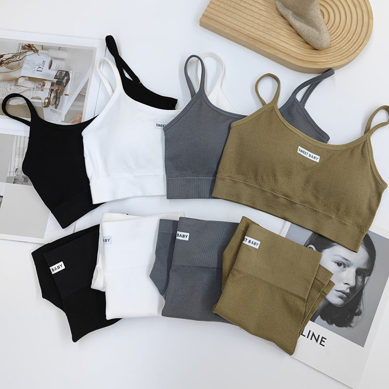 High Waist Strap Yoga Suit Women's Sports Bra