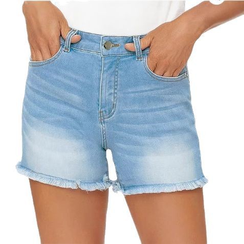 Summer High Waist All-match Slim Fit Tassel Women's Denim Shorts