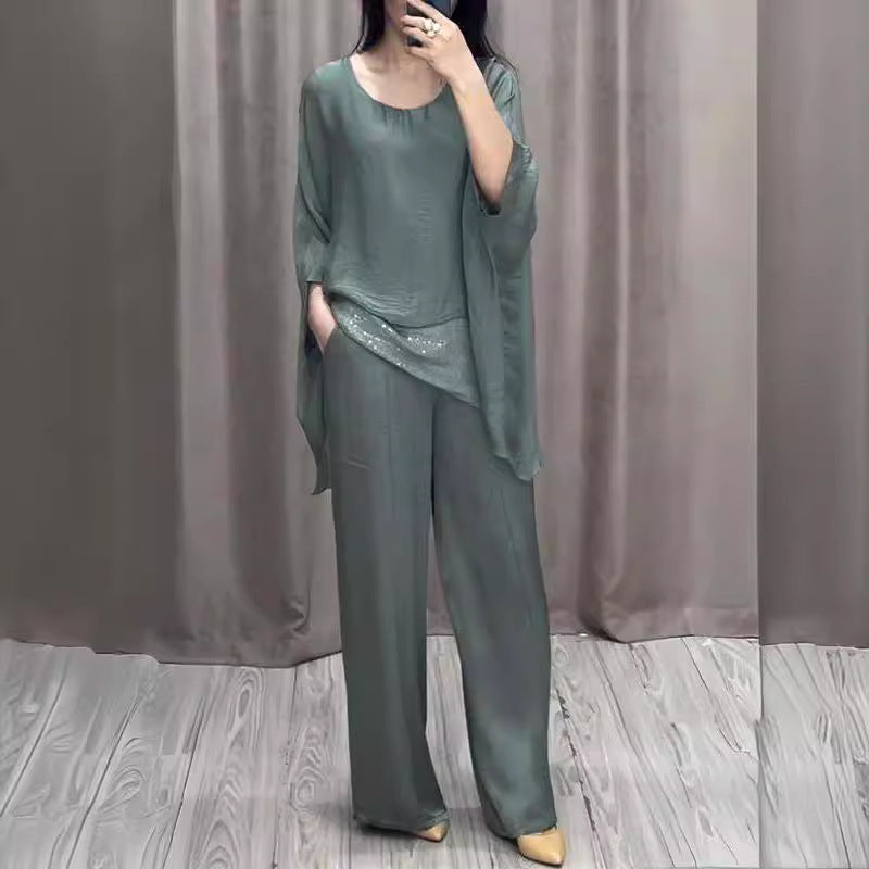 Shoulder Short-sleeved Trousers Casual Suit