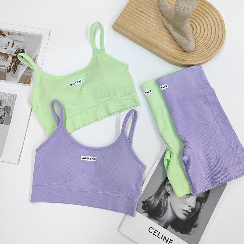 High Waist Strap Yoga Suit Women's Sports Bra