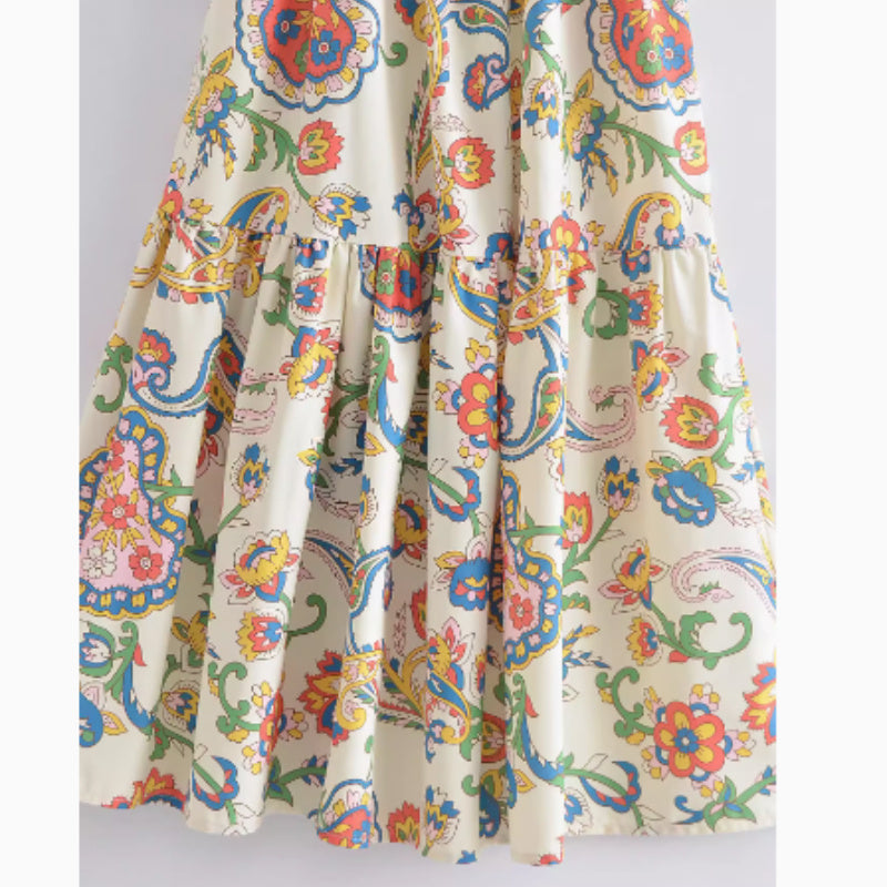 Ethnic Style Printed Back Strap Dress - BabynBeauty