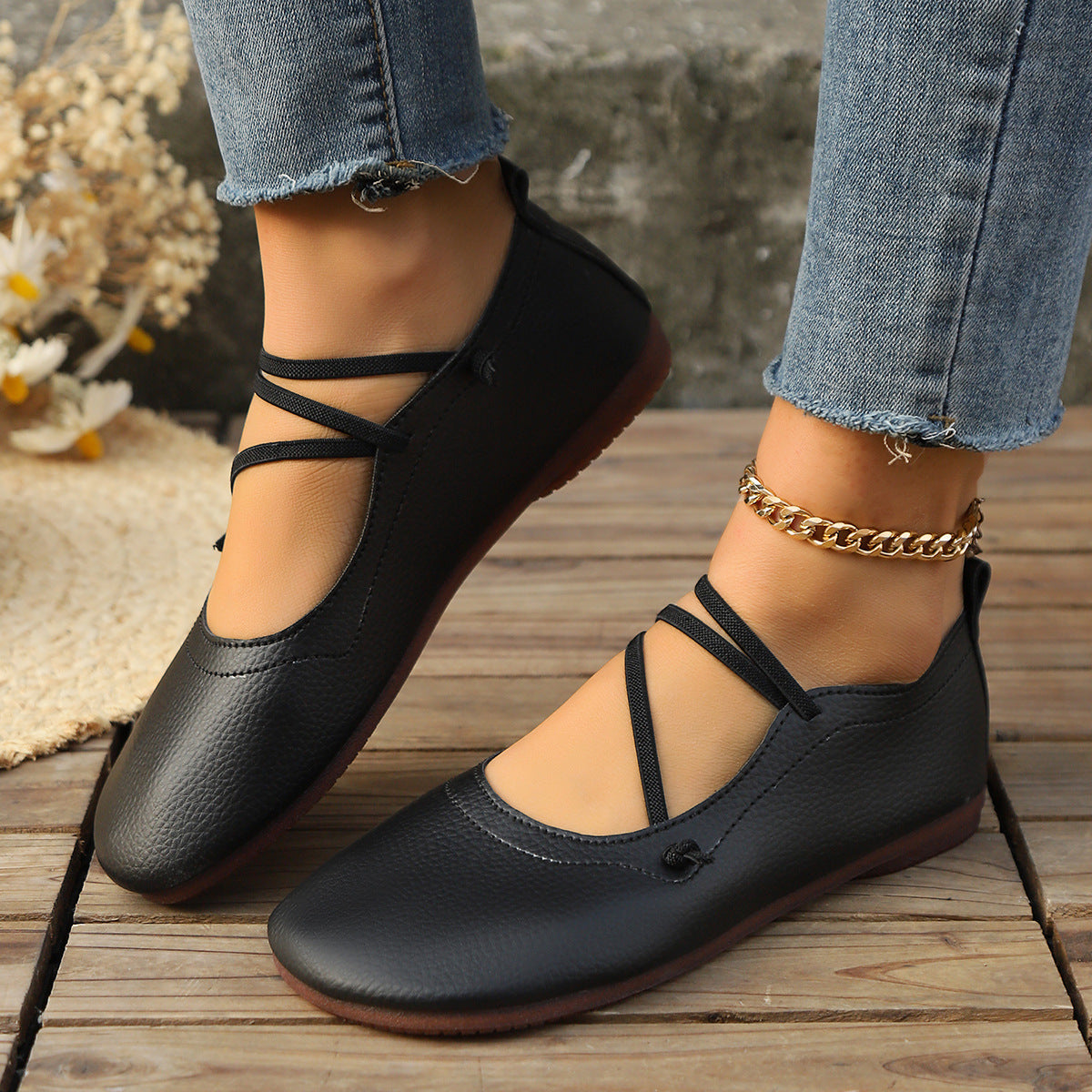 Fashion Square Toe Flats Shoes Shallow Slip-on Loafers Casual Cozy Shoes - BabynBeauty