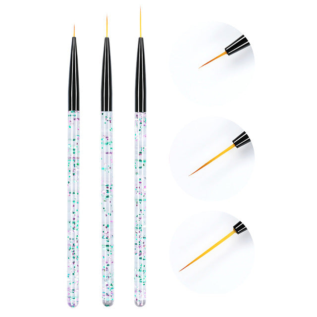 3Pcs/Set UV Gel Nail Liner Brush Acrylic