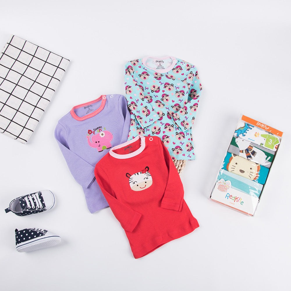 Newborn Baby Cartoon Cotton Shoulder Button t-shirt 5 Pack