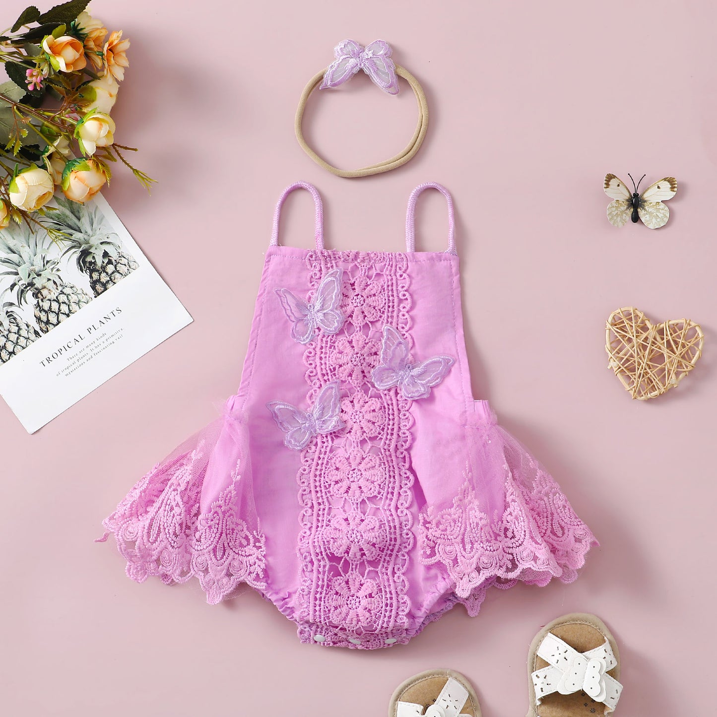 Girls' Butterfly Lace Yarn Princess Dress Headdress - BabynBeauty