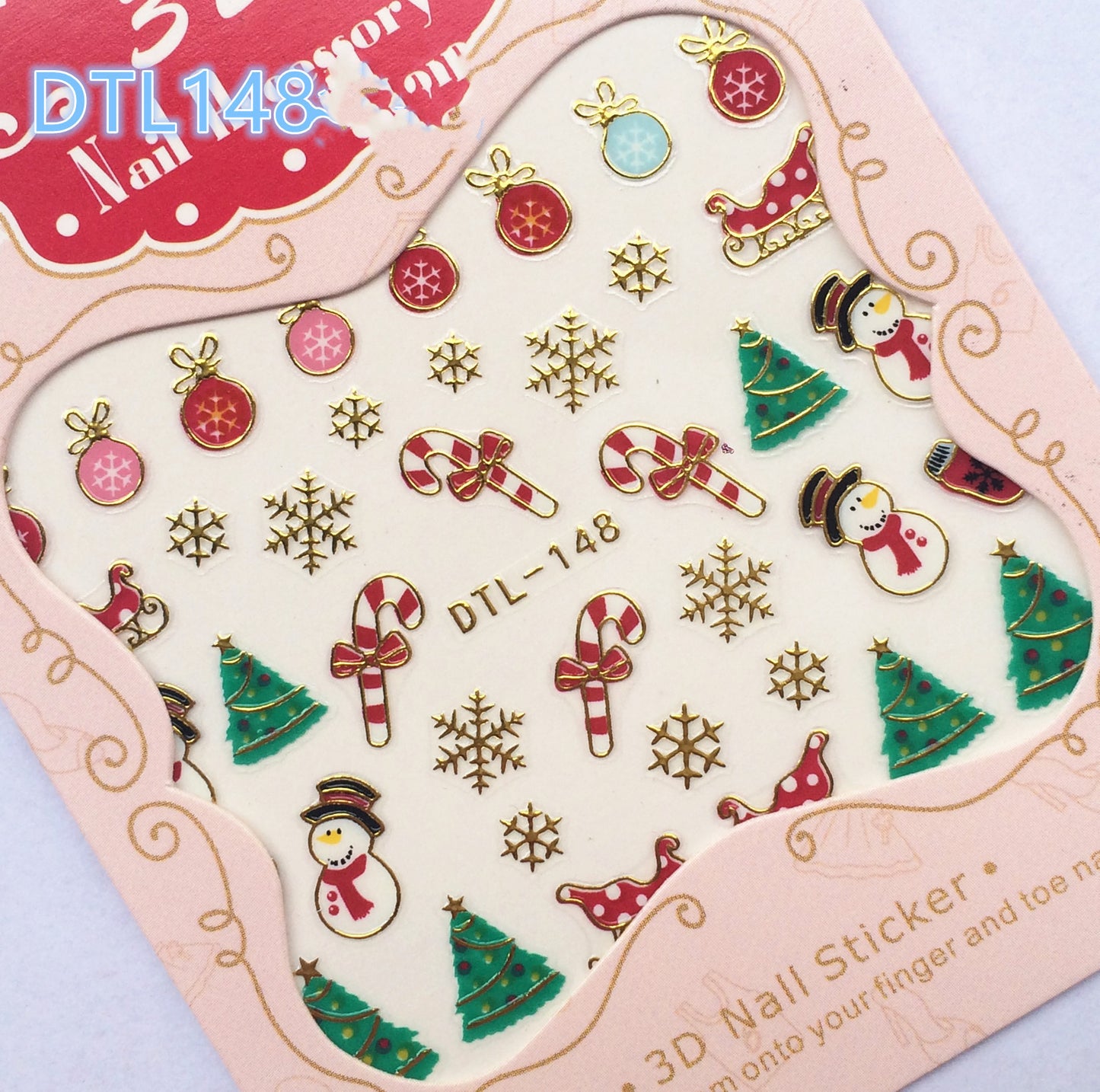 3D Christmas nail decals