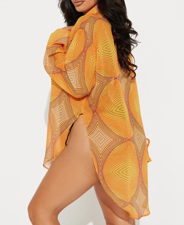 Women's Printed Bikini Blouse Beach Vacation