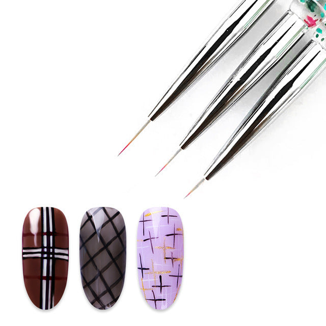 3Pcs/Set UV Gel Nail Liner Brush Acrylic