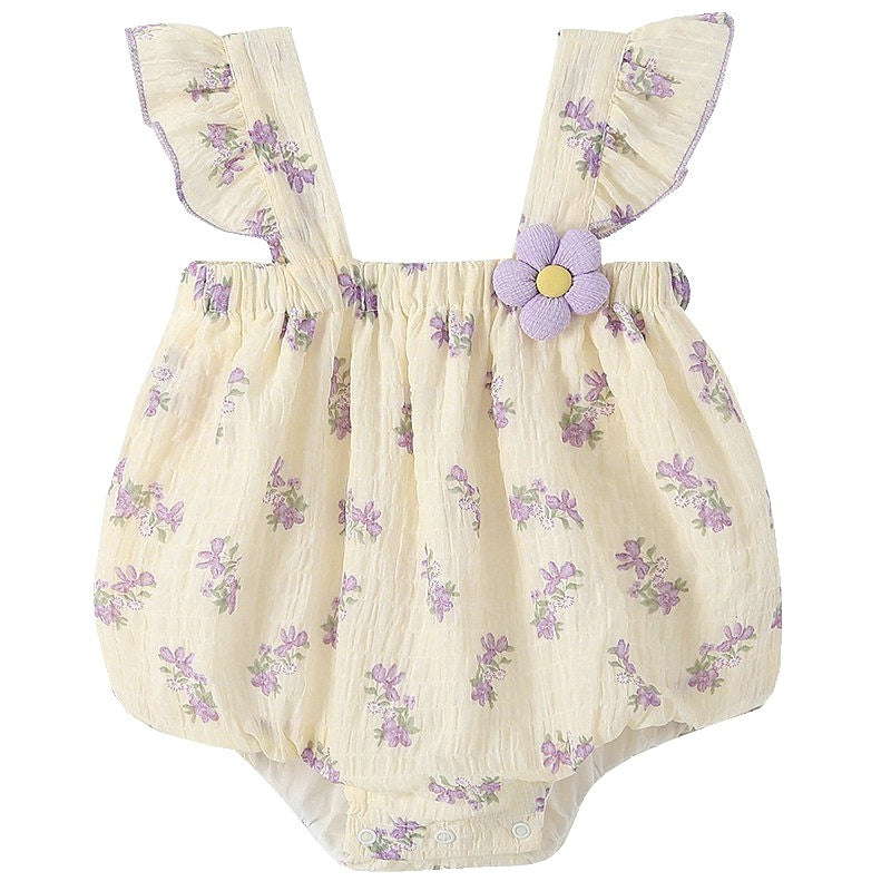 Western Princess Style Baby Girl Sling Onesie Baby's Triangle Romper Thin Bodysuit Romper - BabynBeauty