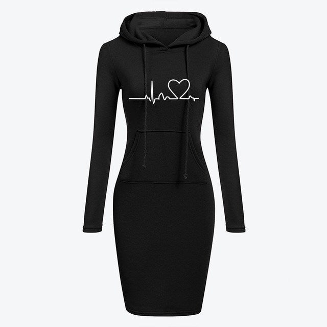 Autumn Winter Women Hoodies Sweatshirts Long-sleeved Dress - BabynBeauty