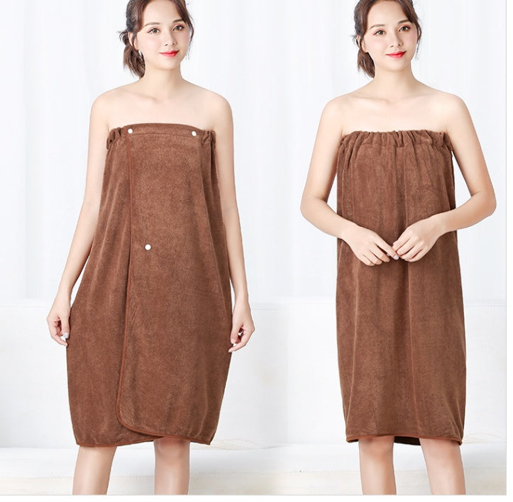 Open Button Bath Skirt Women Tube Top Bath Towel Can Wear Nightdress - BabynBeauty