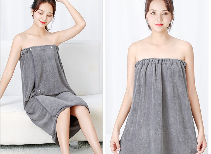 Open Button Bath Skirt Women Tube Top Bath Towel Can Wear Nightdress