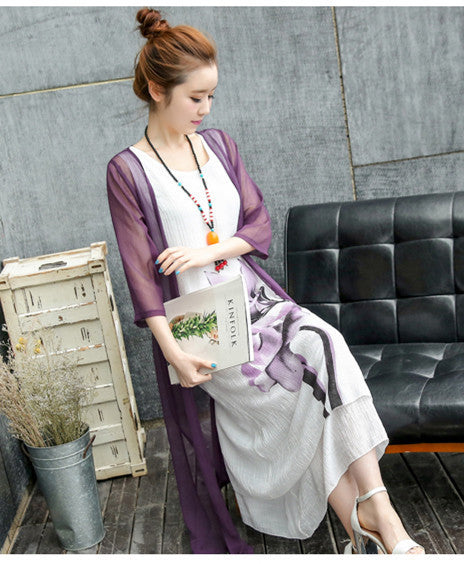 Two Piece Cotton And Linen Waist Waist Dress Female Summer New Style Ethnic Style Mid Length
