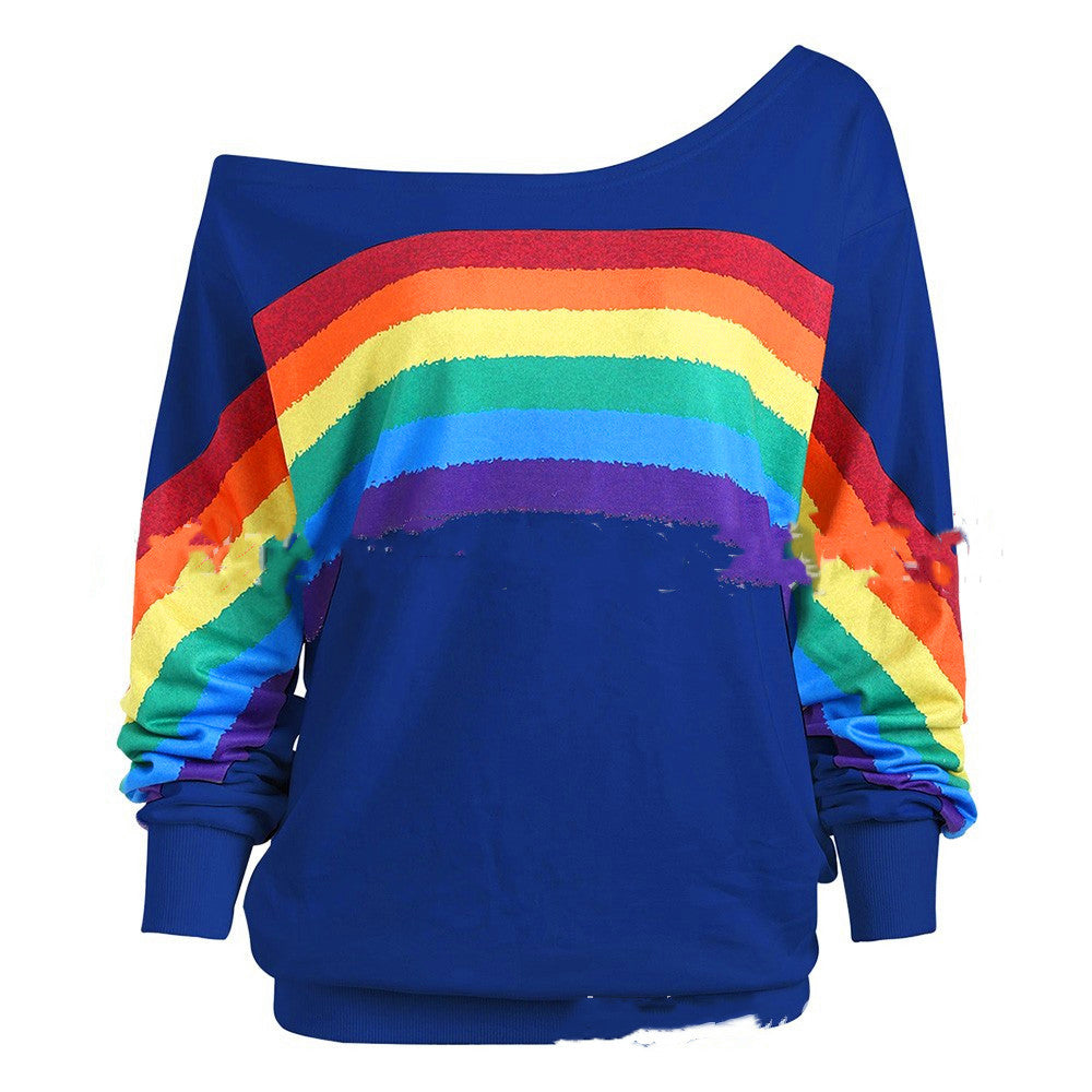Rainbow Print Hoodies Pullover Loos - BabynBeauty