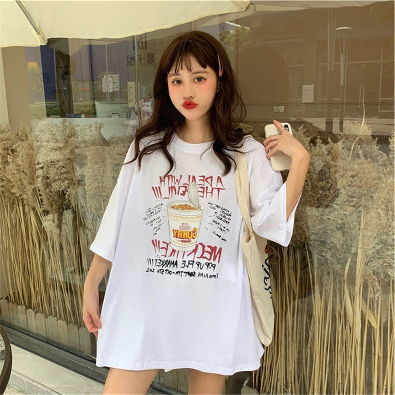 Western Style Loose Korean Halter Sexy Short-sleeved T-shirt