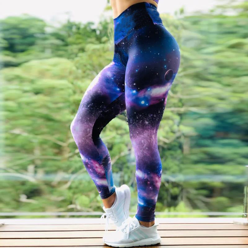 Fitness High Elastic Sports Leggings Training Abstract Ink Pattern High Waist Yoga Leggings - BabynBeauty
