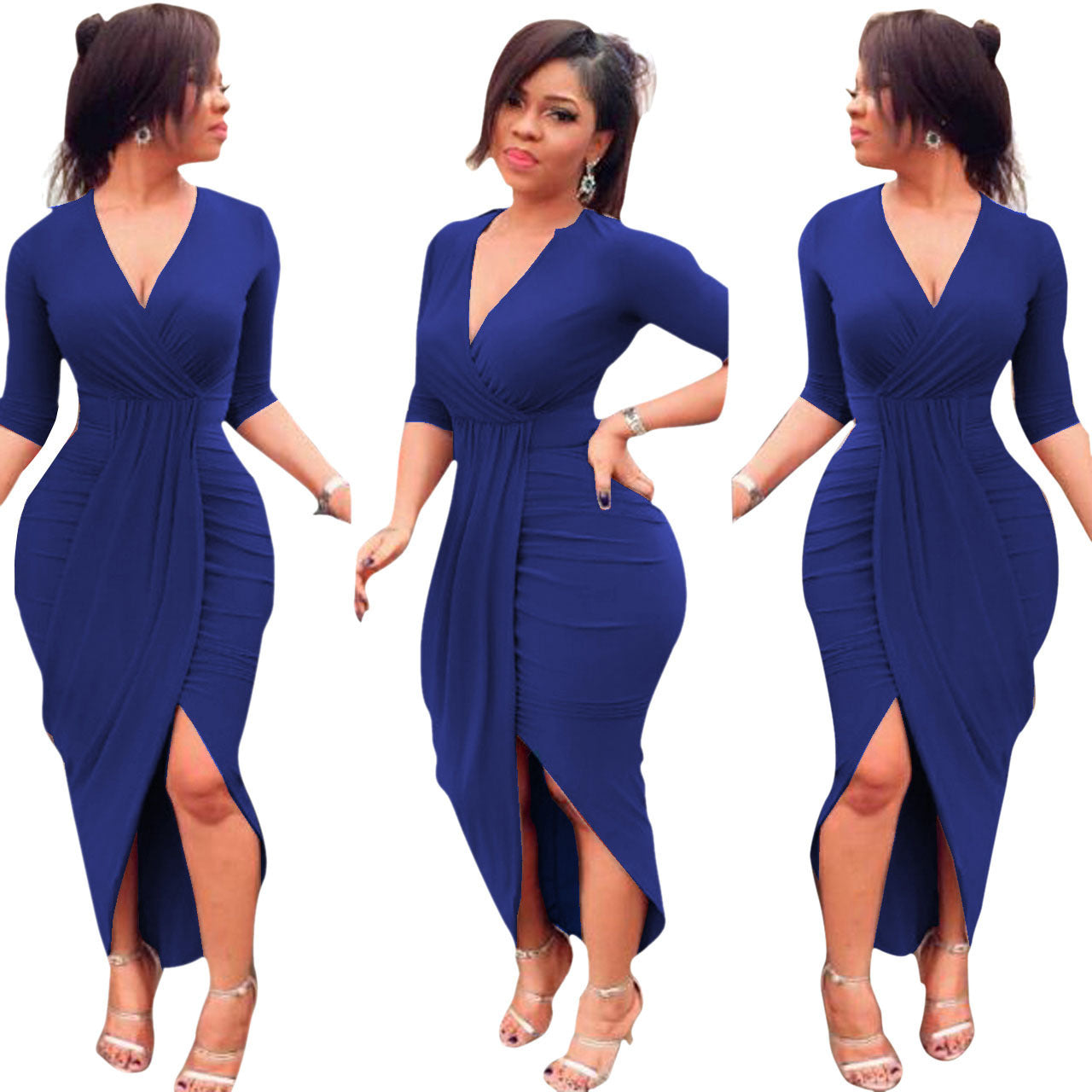 New Sexy Tight-fitting Long-sleeved V-neck Loose Dress