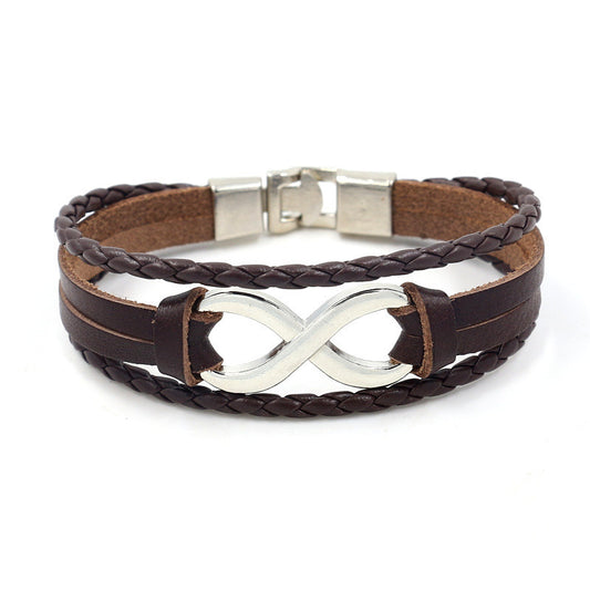 Alloy lucky figure 8 leather bracelet - BabynBeauty