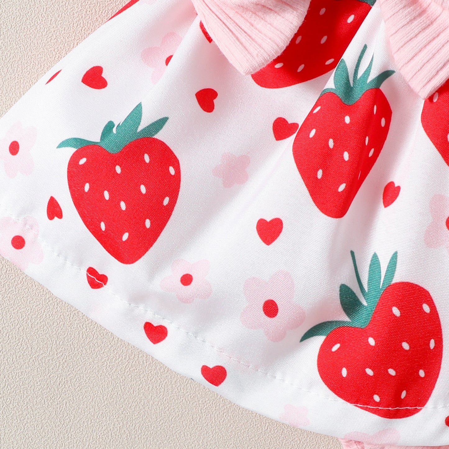 Infant Toddler Strawberry Print Bow Sleeveless Summer Romper - BabynBeauty