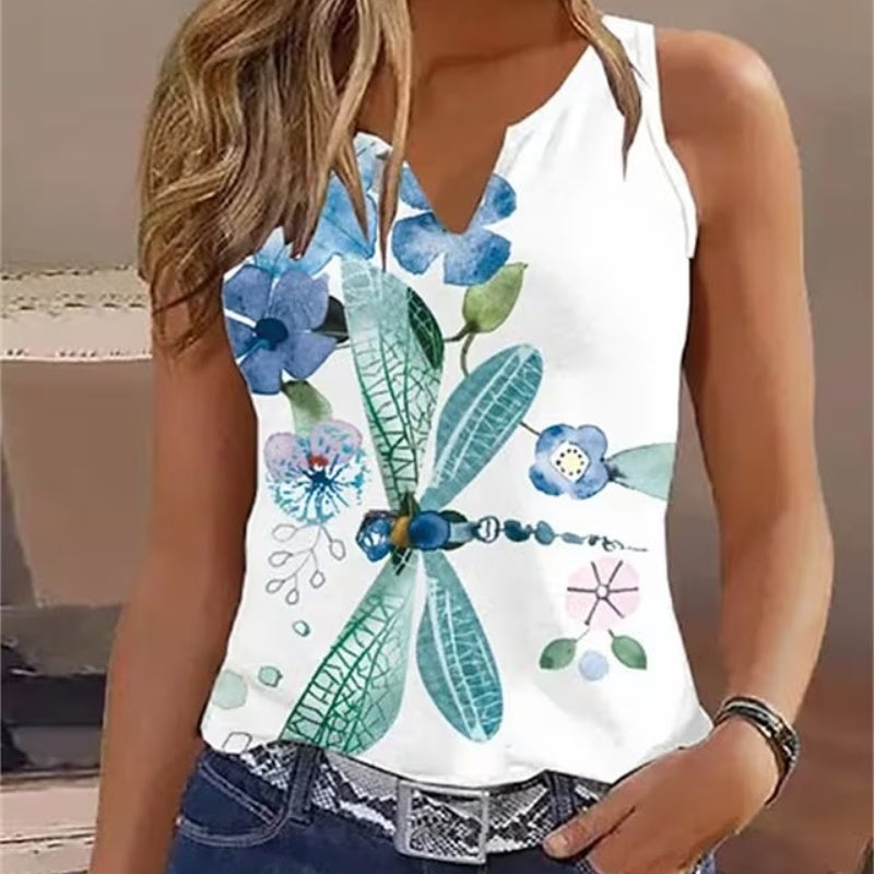 Sleeveless V-neck Vest 3D Digital Printing European And American - BabynBeauty