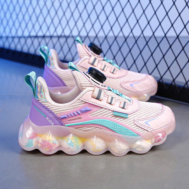 Children's Sports Rotating Buckle Single Mesh Shoes - BabynBeauty