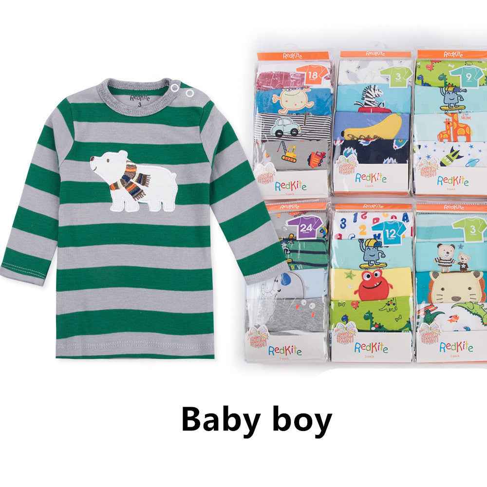 Newborn Baby Cartoon Cotton Shoulder Button t-shirt 5 Pack