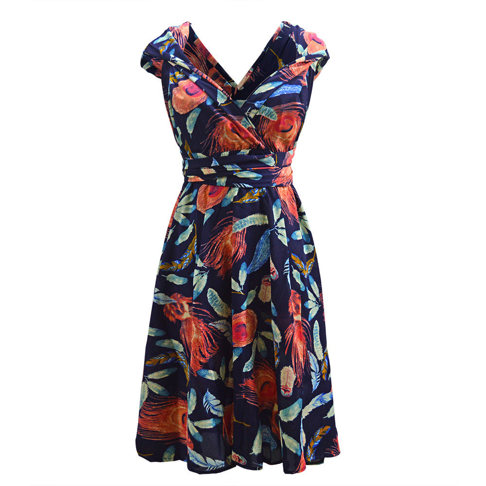 Multiple Wear Lace-up Plus Size Women's Clothing Dress - BabynBeauty