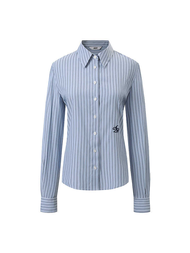 College Style Long Sleeve Shirt Waist-tight Simple Top
