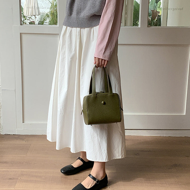Small Square Shoulder Bag Women Simple Frosted Handbag