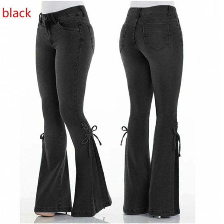 Ladies jeans mid-waisted denim trousers stretch jeans - BabynBeauty