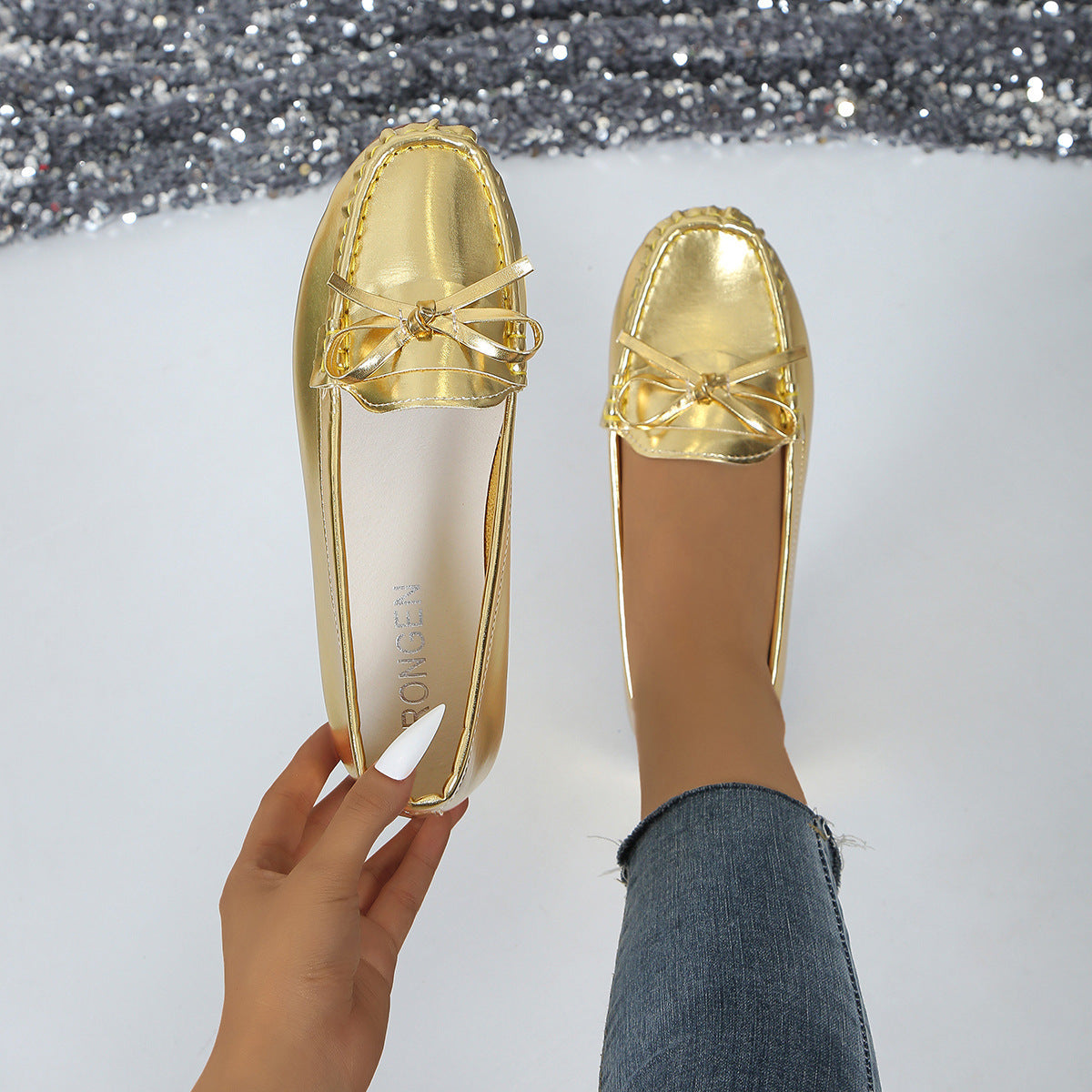 Casual Bowknot Flat Shoes Fashion Comfortable Soft-soled Loafers Slip-on Cozy Shoes Women - BabynBeauty