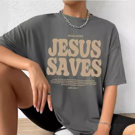 Personalized Fashion Letters Printed Cotton Short-sleeved T-shirt