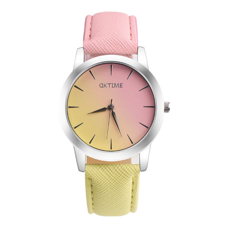 Fashion Casual Retro Rainbow Design Watch Women Analog Quartz Wristwatches Clock Elegant Lady Wristwatch Woman Time