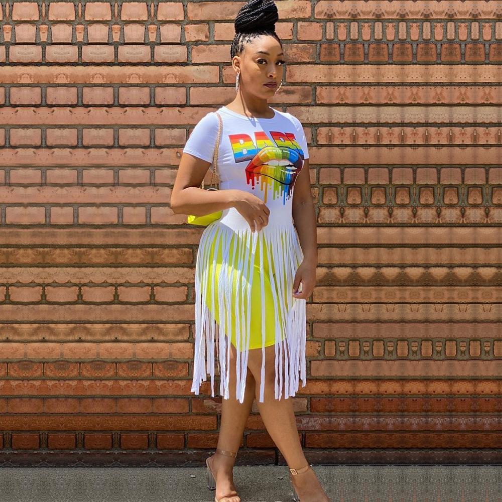 Fashion printed tassel T-shirt