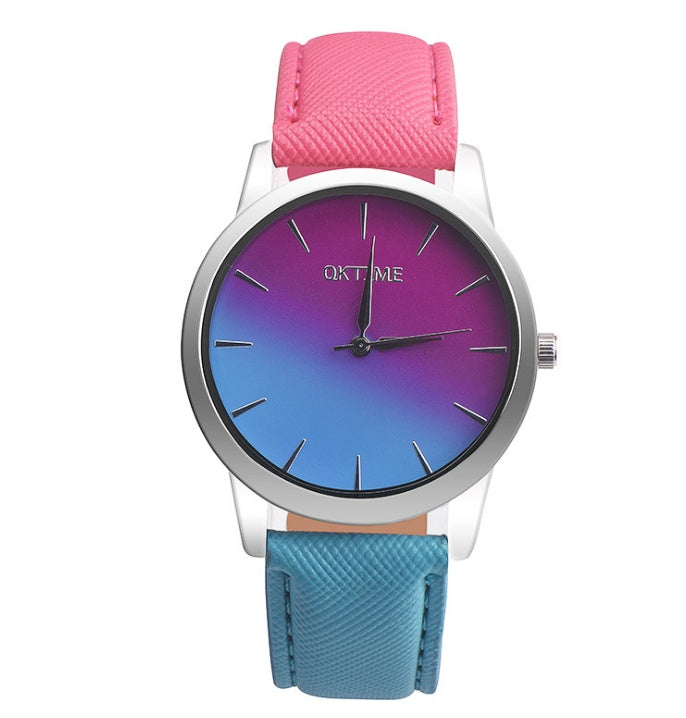 Fashion Casual Retro Rainbow Design Watch Women Analog Quartz Wristwatches Clock Elegant Lady Wristwatch Woman Time