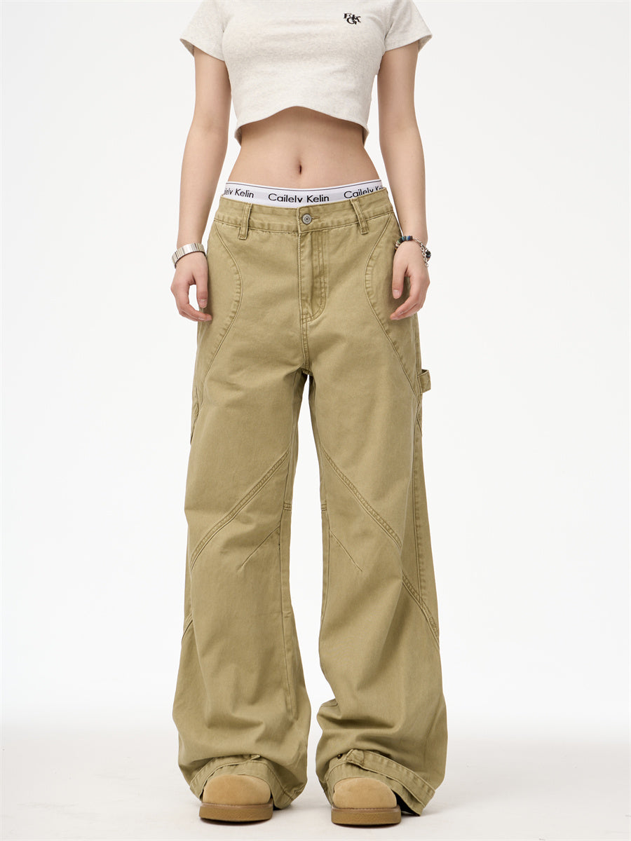 Paratrooper Washed Distressed Straight Deconstructed Vibe Casual Jeans