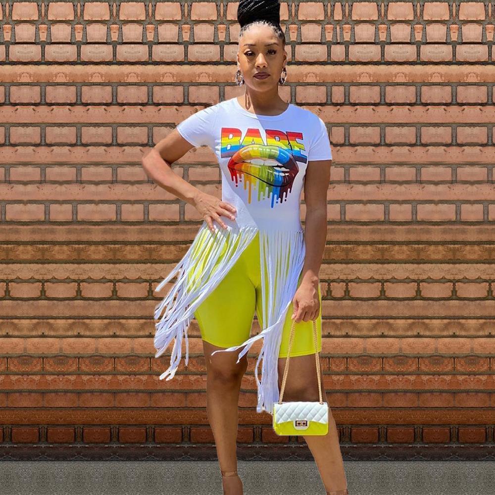 Fashion printed tassel T-shirt