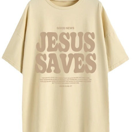 Personalized Fashion Letters Printed Cotton Short-sleeved T-shirt