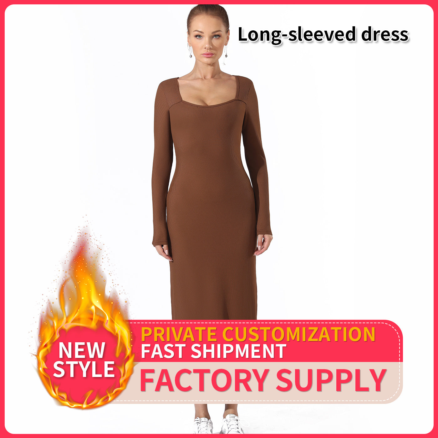 Women's Fashion Simple Solid Color Dress - BabynBeauty
