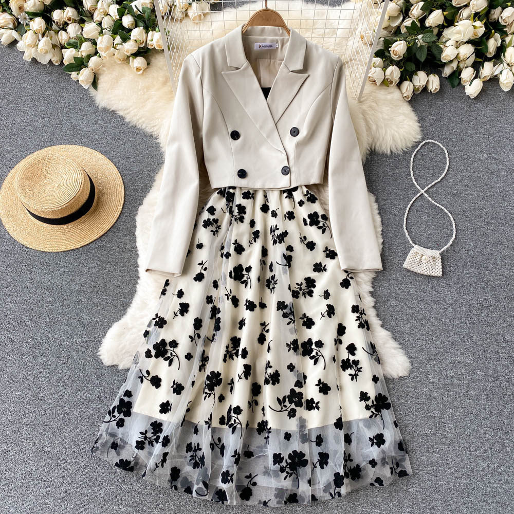 Short Suit Coat Women's Sling Dress Two-piece Set