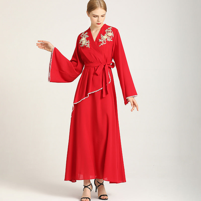 New Dress Ethnic Style Three-dimensional Applique Long Skirt