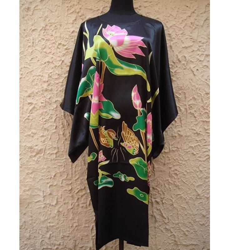 Imitation silk home nightdress - BabynBeauty