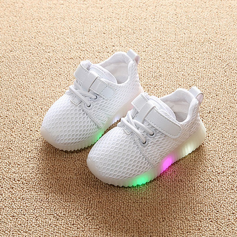 Children 1-3-6 years old baby toddler shoes light soft bottom shoes LED with light and breathable baby shoes net shoes - BabynBeauty