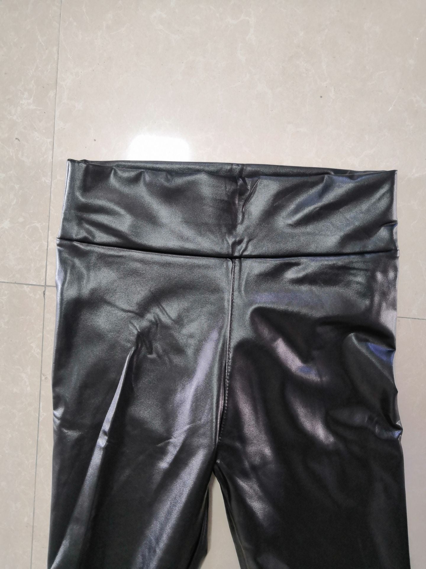 Reflective Hip Leather Pants Elastic High Waist Leggings