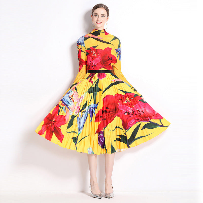 Printed Pleated Fashion Suit Women - BabynBeauty